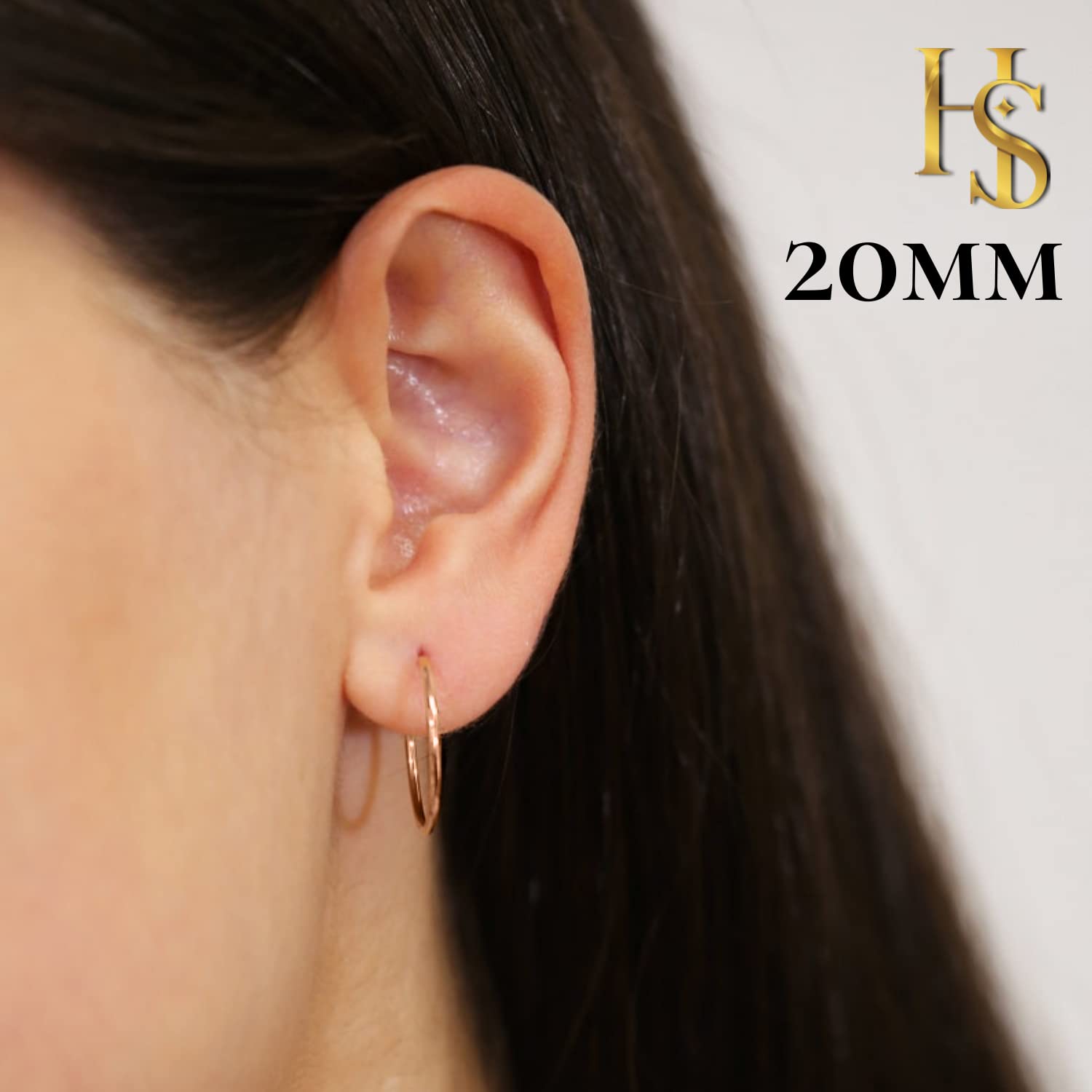 Women's 925 Silver Hoop Earrings in Rose Finish, Classic Style